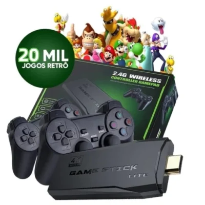 Video Game Stick 4K Com 20000 Jogos 64gb 2 Controles Sem Fio